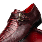 Marco Di Milano Toluca Crocodile & Lizard Monk Strap Wine