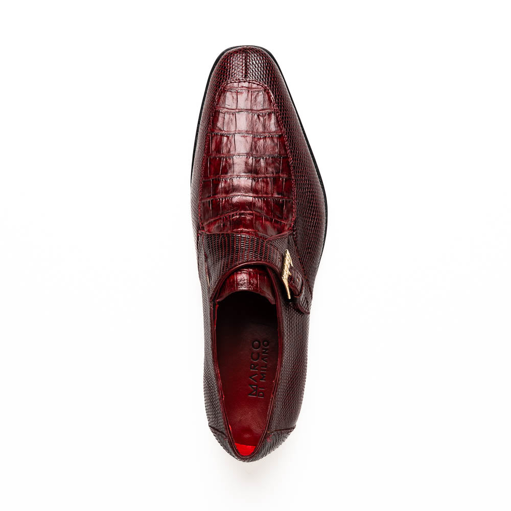 Marco Di Milano Toluca Crocodile & Lizard Monk Strap Wine