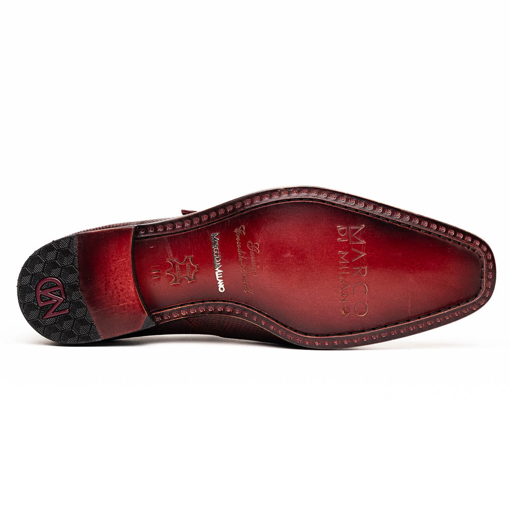 Marco Di Milano Toluca Crocodile & Lizard Monk Strap Wine