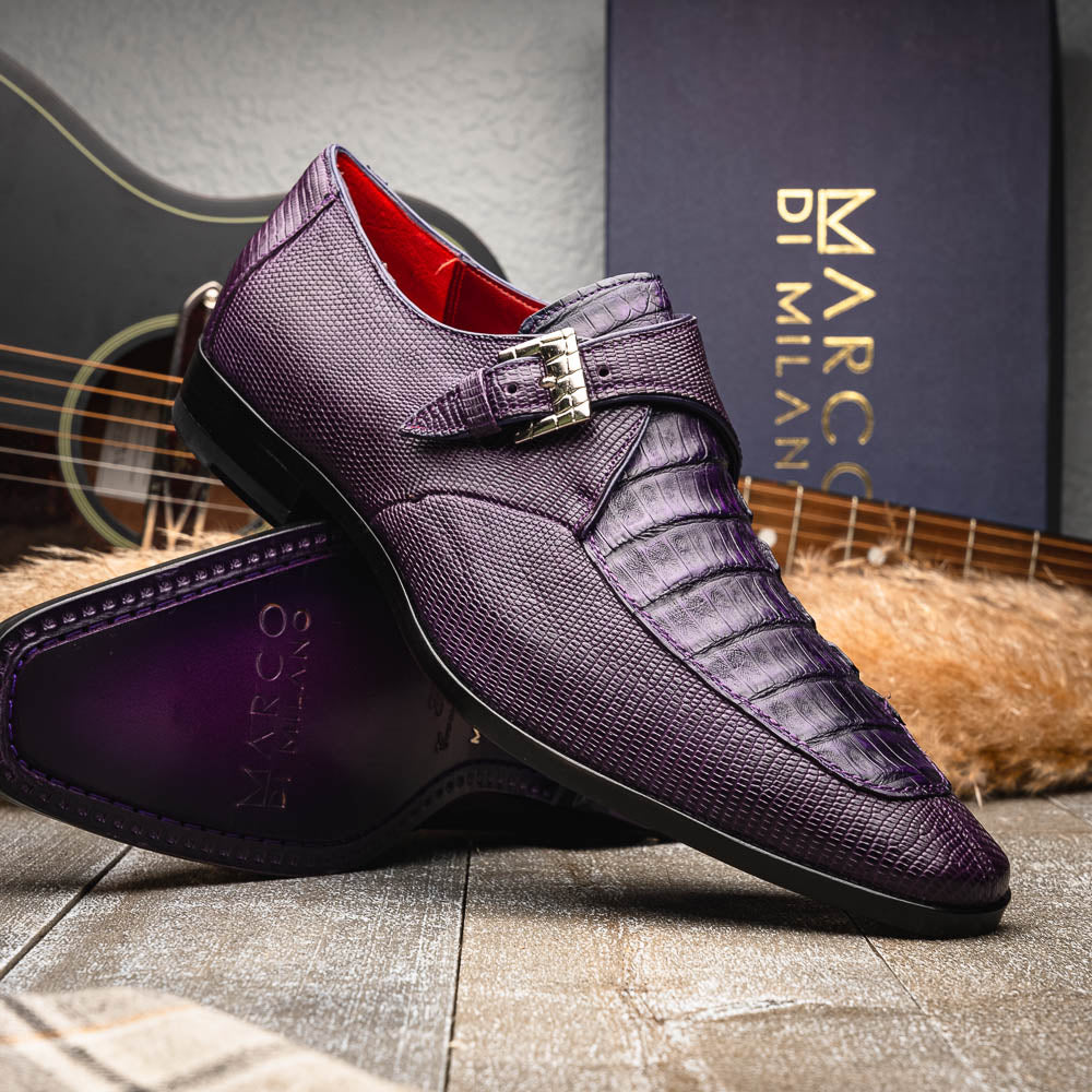 Marco Di Milano Toluca Crocodile & Lizard Monk Strap Purple