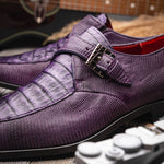 Marco Di Milano Toluca Crocodile & Lizard Monk Strap Purple