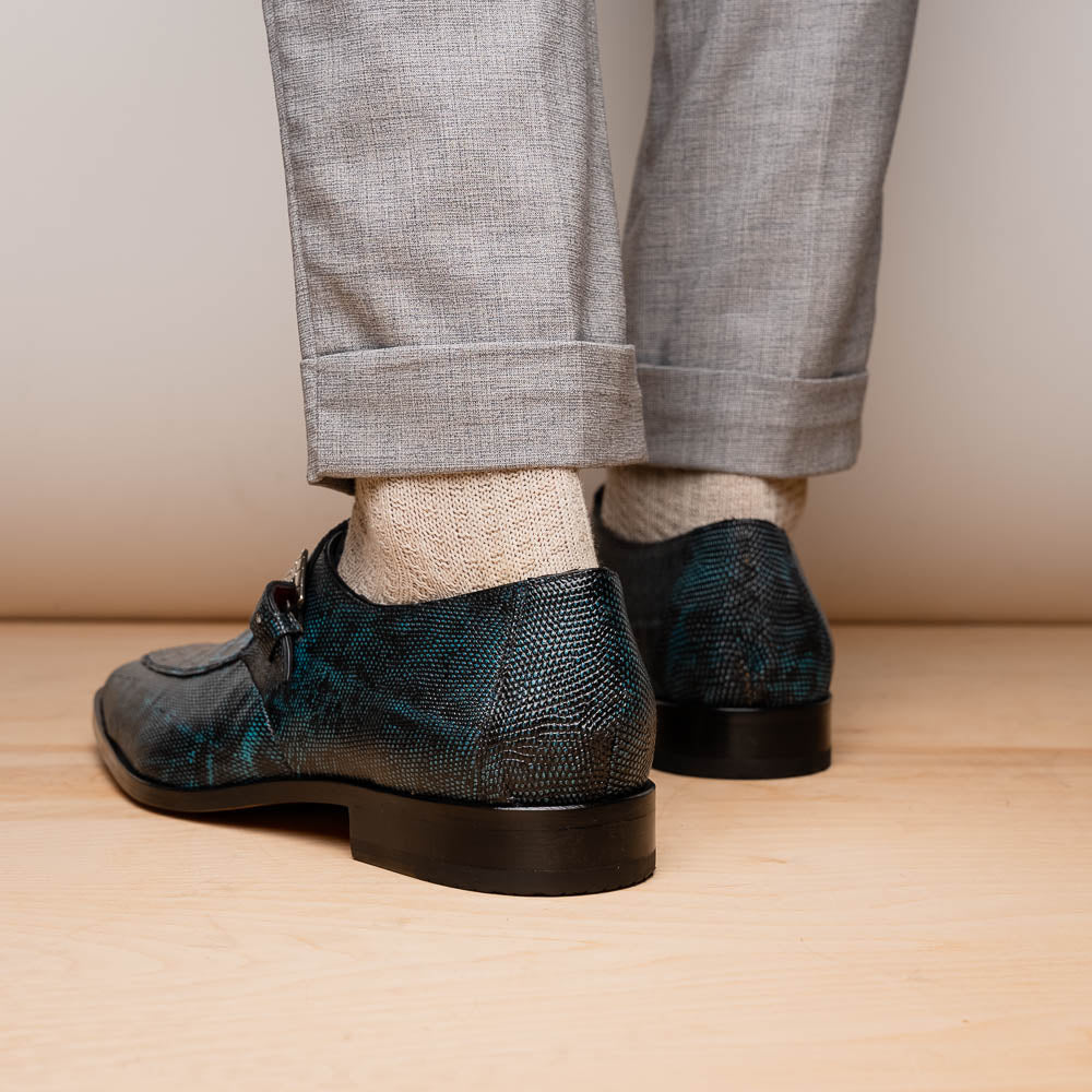 Marco Di Milano Toluca Crocodile & Lizard Monk Strap Blue / Black