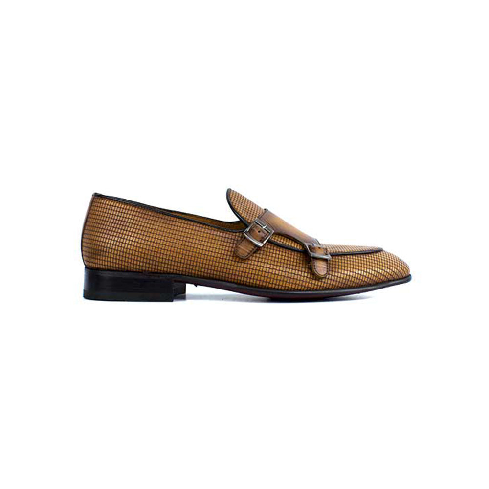 Corrente P000595 Tomaso Double Buckle Loafer Caramel