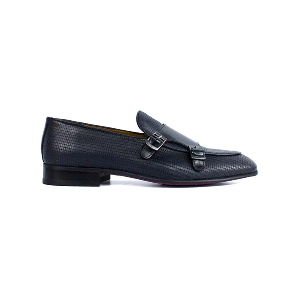 Corrente P000597 Tomaso Double Buckle Loafer Navy