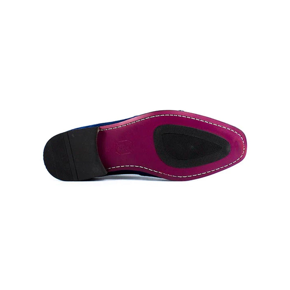 Corrente P000598 Tomaso Suede Double Buckle Loafer Blue