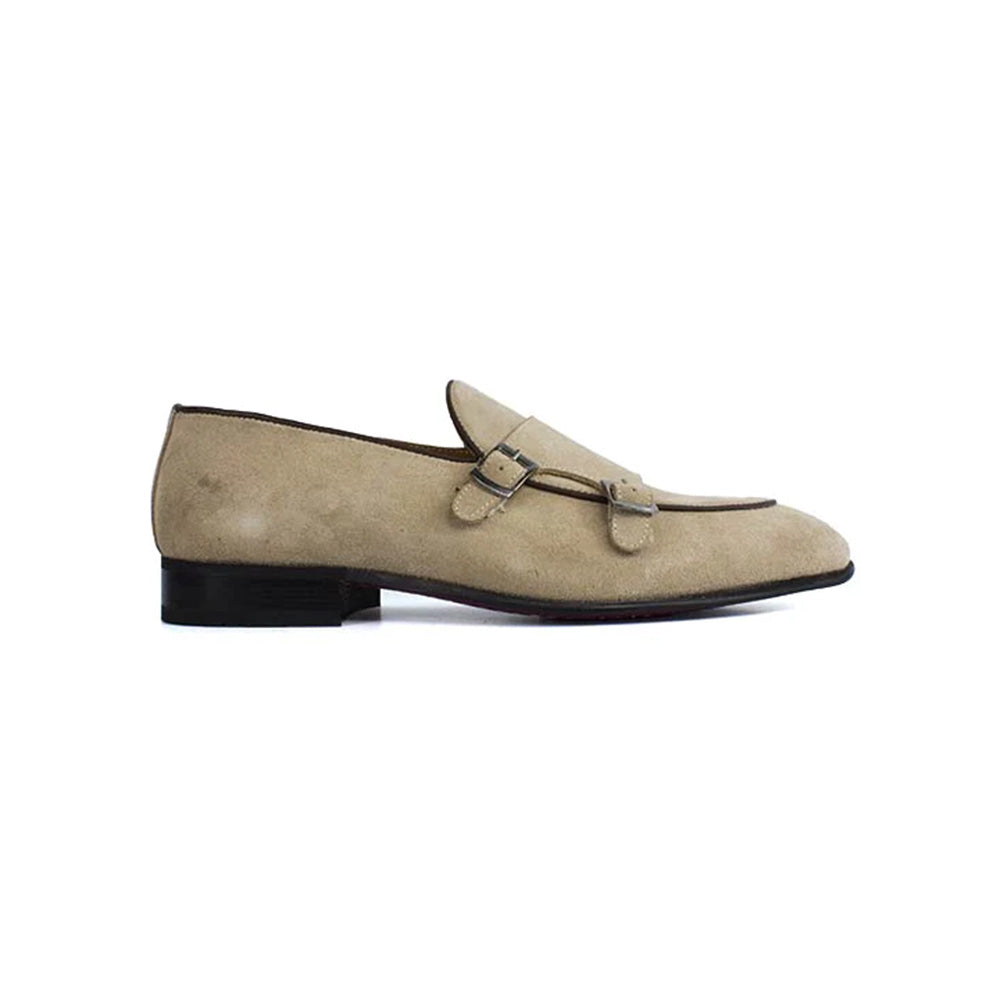 Corrente P000598 Tomaso Suede Double Buckle Loafer Taupe