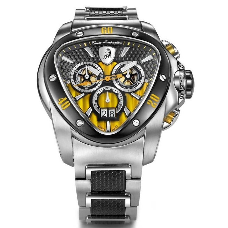 Tonino Lamborghini Spyder 1116 Stainless Steel Chronographic Watch Black/Yellow
