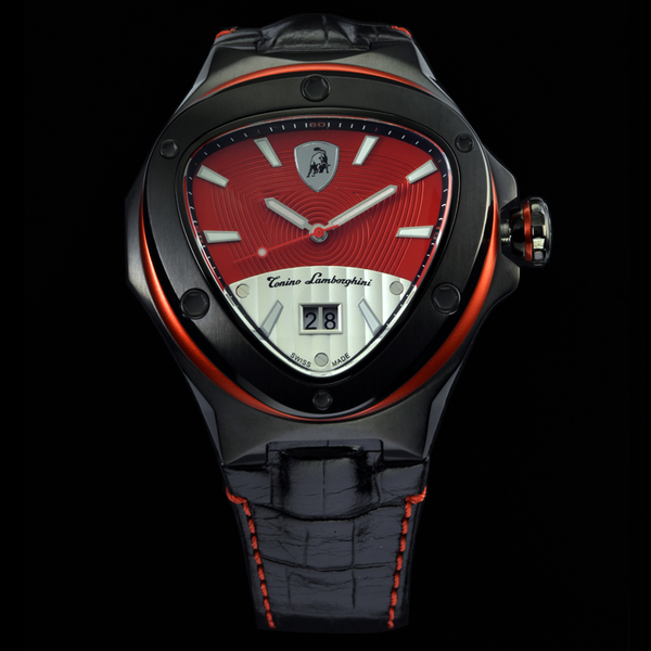 Tonino Lamborghini Spyder 3038 3-Hand Watch Red | MensDesignerShoe.com
