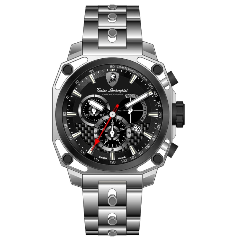 Tonino Lamborghini 4 Screws 4830 Chronographic Watch Black