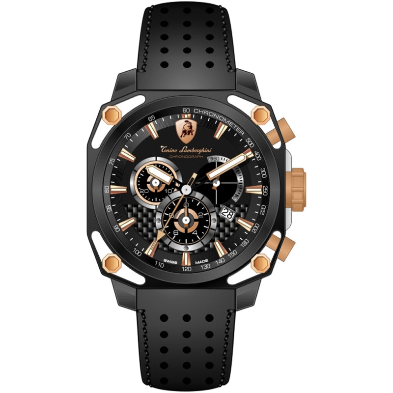Tonino Lamborghini 4 Screws 4850 Chronographic Watch Black