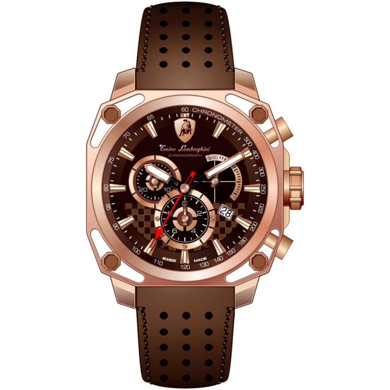Tonino Lamborghini 4 Screws 4860 Chronographic Watch Brown