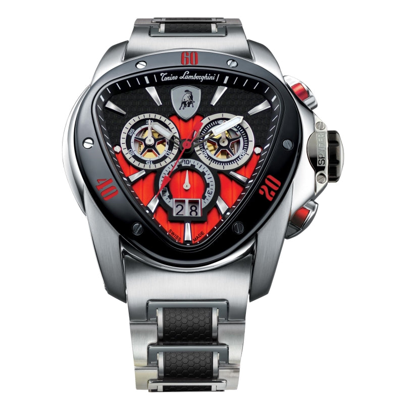Tonino Lamborghini Spyder 1115 Stainless Steel Chronographic Watch Black/Red