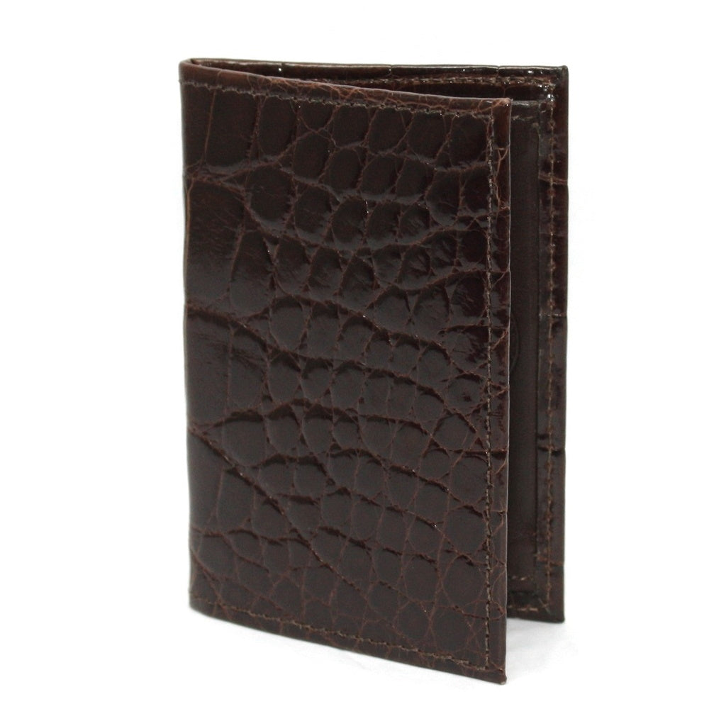 Torino Leather Genuine Alligator Gusseted Card Case - Brown