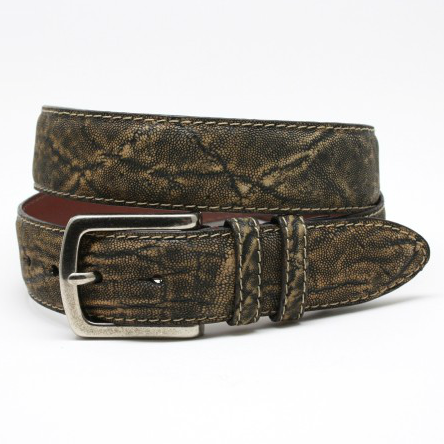 Torino Leather Antiqued African Elephant Belt Olive