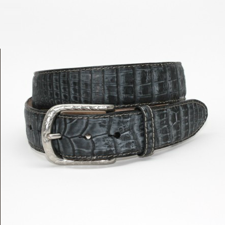 Torino Leather Buffed Caimain Belt Black