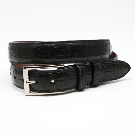 Torino Leather South American Caimain Belt Black
