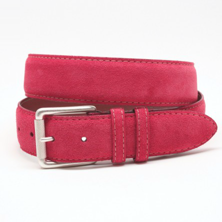 Torino Leather European Suede Belt Red