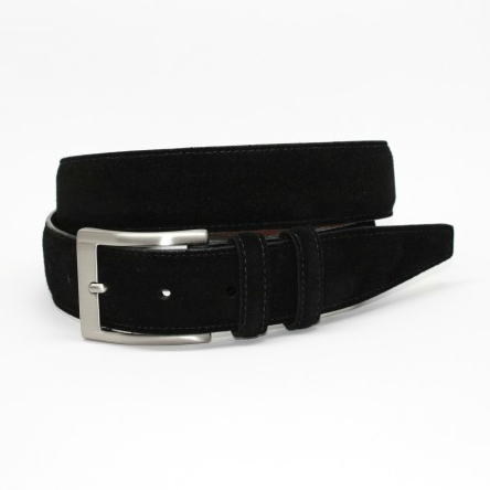 Torino Leather Italian Calf Suede Belt Black