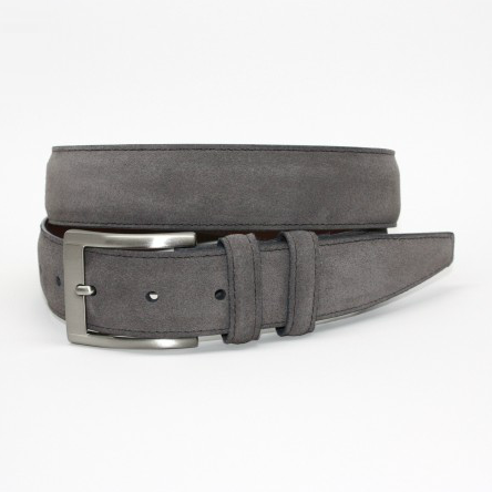Torino Leather Italian Calf Suede Belt Gray