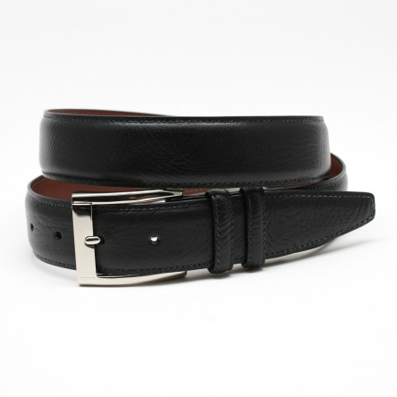 Torino Leather Shrunken Calfskin Leather Belt Black