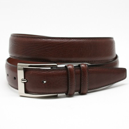 Torino Leather Shrunken Calfskin Leather Belt Brown