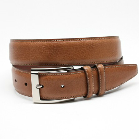 Torino Leather Shrunken Calfskin Leather Belt Tan