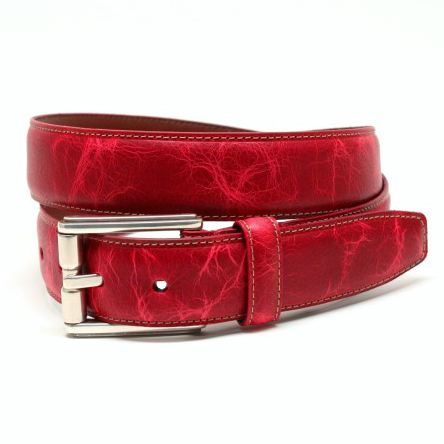 Torino Leather Oiled Shrunked Calfskin Belt Red