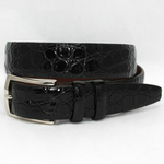 Torino Leather Croc Embossed Belt Black Extra Long