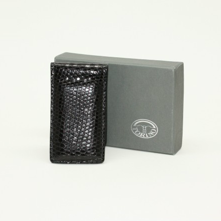 Torino Leather Lizard Magnetic Money Clip Black
