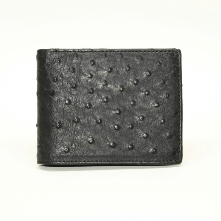 Torino Leather Ostrich Billfold Wallet Black