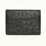 Torino Leather Ostrich Card Case Black