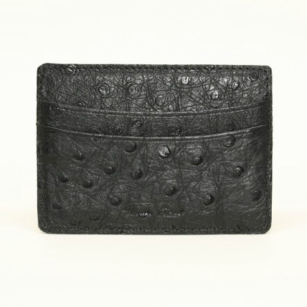 Torino Leather Ostrich Card Case Black