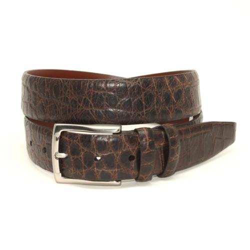 Torino Leather Gator Embossed Calf Belt Brown