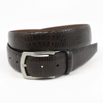 Torino Leather Alligator Embossed Calfskin Belt Brown