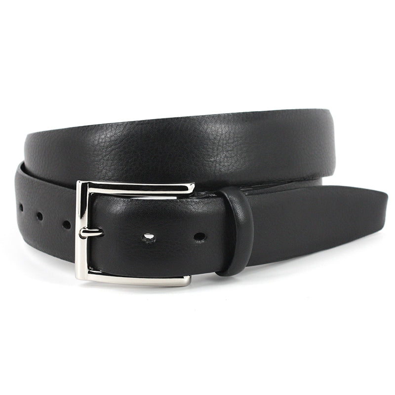 Torino Leather Big & Tall Italian Glazed Milled Calfskin Belt Black Cognac