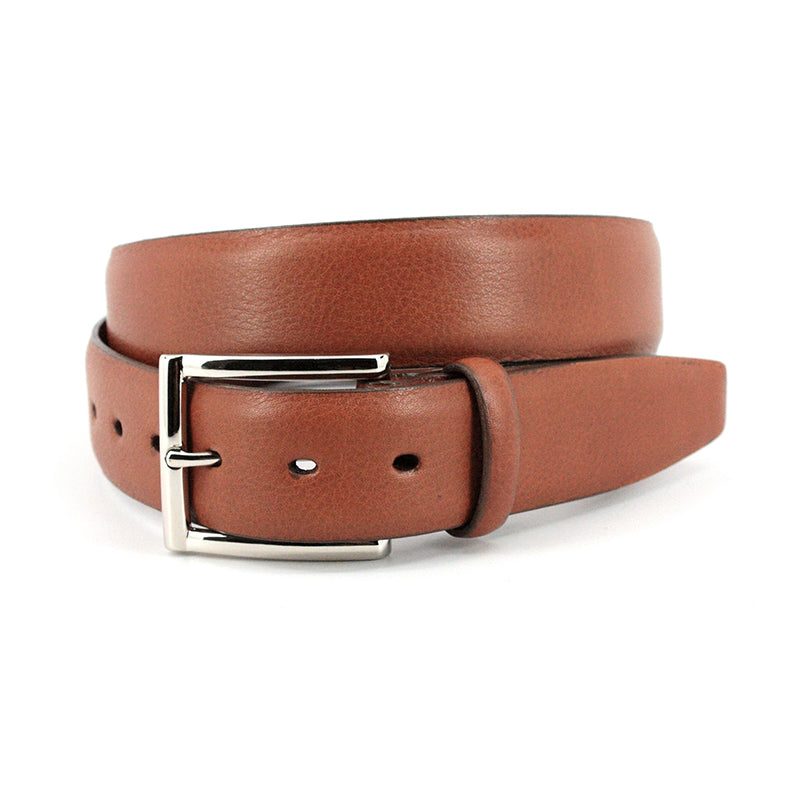 Torino Leather Big & Tall Italian Glazed Milled Calfskin Belt Brandy