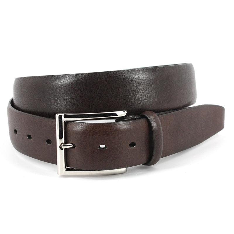 Torino Leather Big & Tall Italian Glazed Milled Calfskin Belt Brown Navy