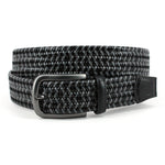 Torino Leather Big & Tall Italian Mini Strand Stretch Lea Braid Belt Black Grey