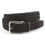 Torino Leather Big & Tall Italian Woven Cotton & Leather Elastic Belt Black Brown