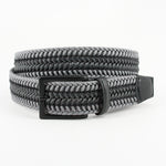 Torino Leather Big & Tall Italian Woven Cotton Leather Belt Grey Black