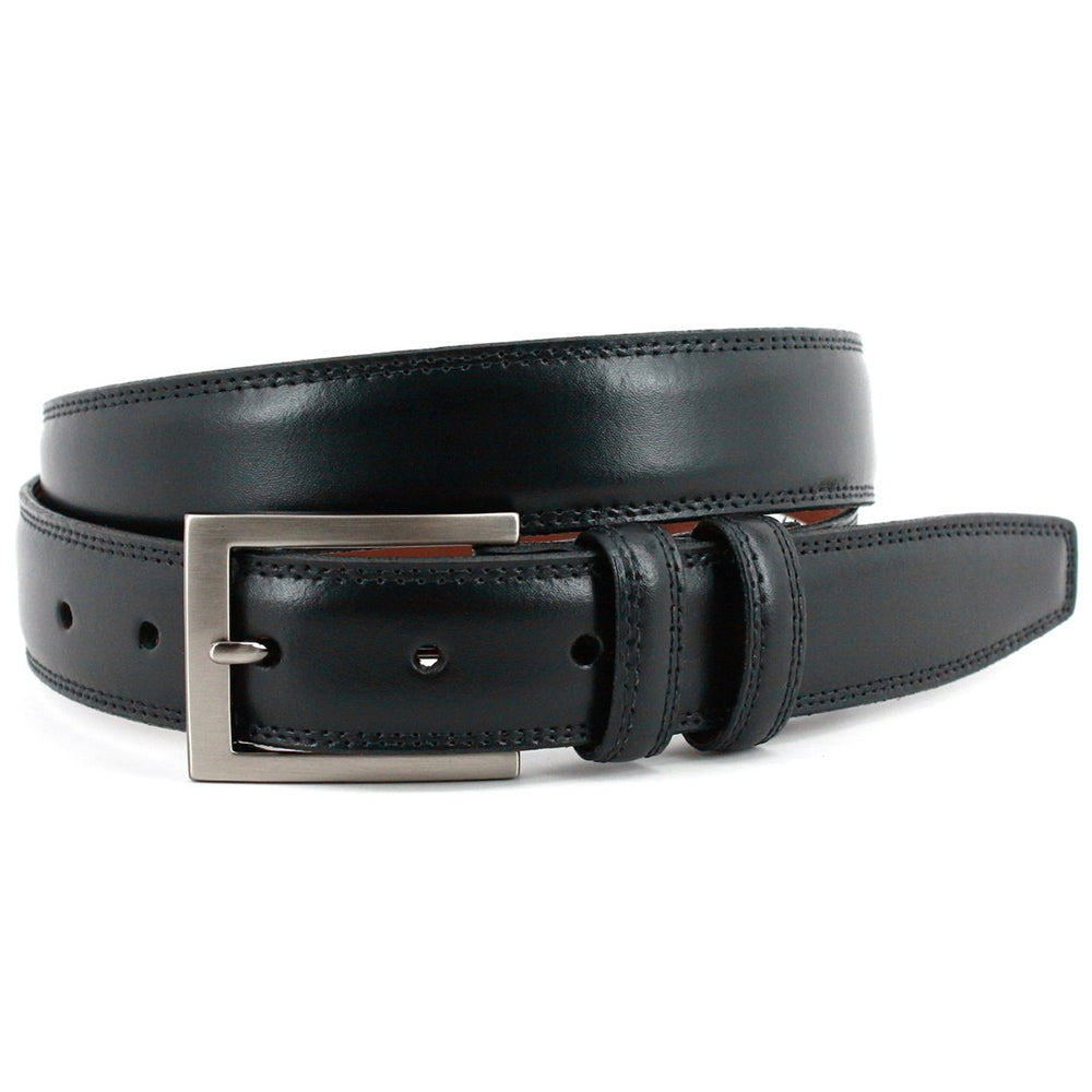Torino Leather Big and Tall Italian Aniline Leather Belt Black