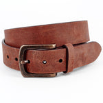 Torino Leather Burnished Nubuck Calfskin Casual Belt Bourbon