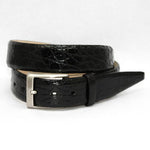 Torino Leather South American Caiman Crocodile Belt Black