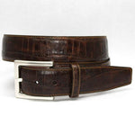 Torino Leather Crocodile Tail Embossed Leather Belt Brown