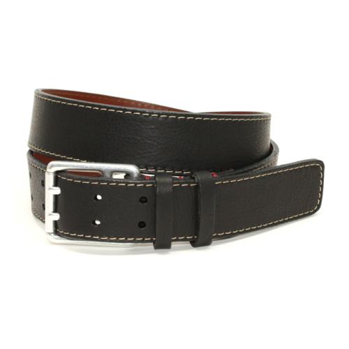 Torino Leather Deertan Side Leather Belt Black