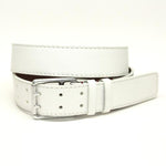 Torino Leather Deertan Side Leather Belt White