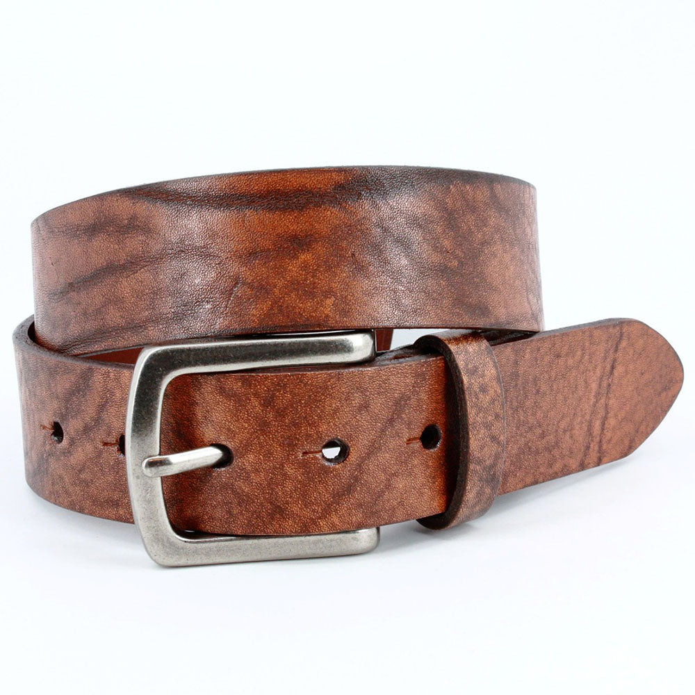 Torino Leather Distressed Tumbled Harness Leather Belt Honey / Brown