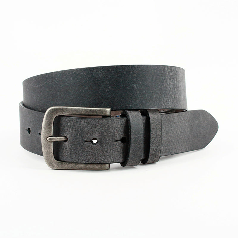 Torino Leather Distressed Waxed Harness Leather Belt Charcoal