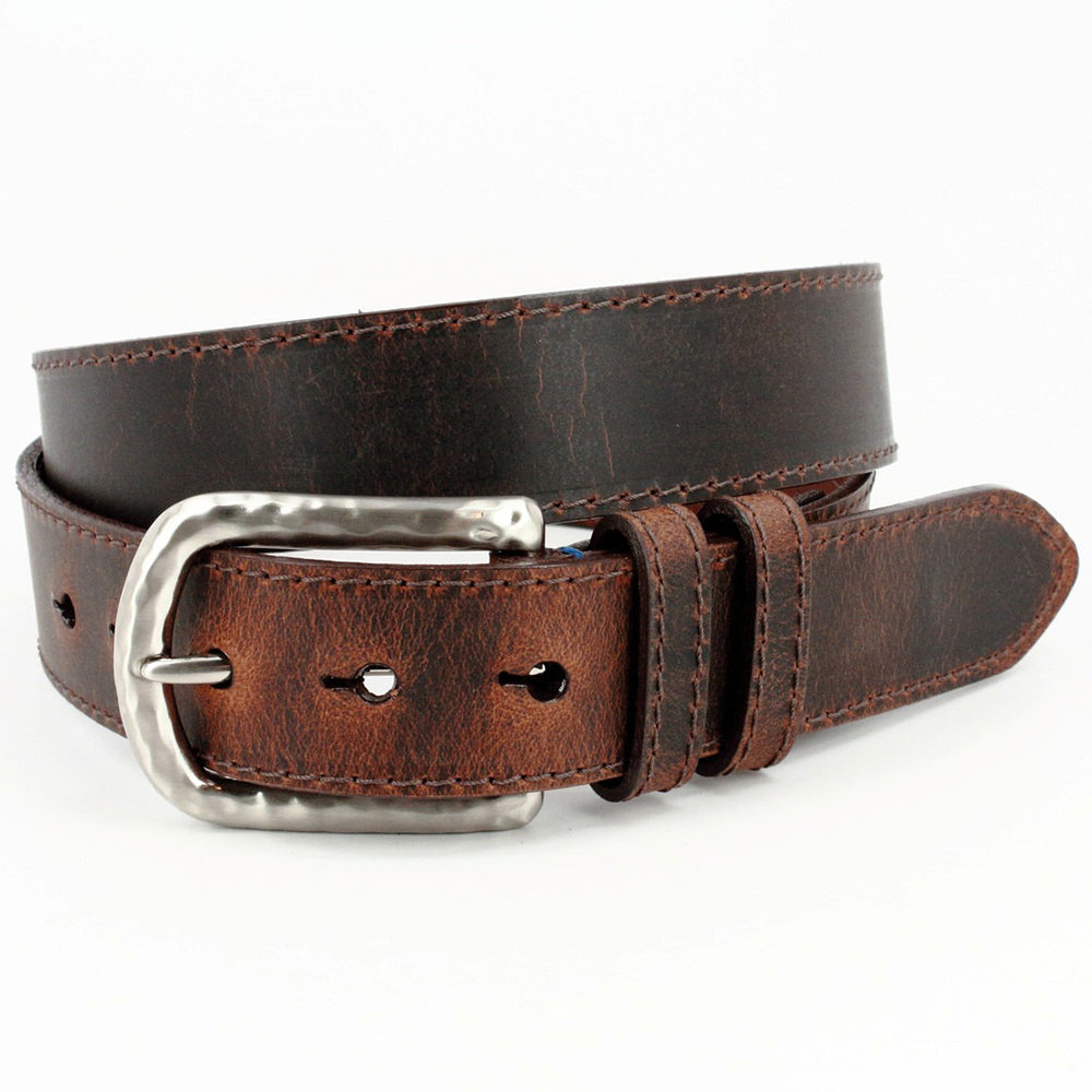 Torino Leather Distressed Waxed Harness Leather Jean Belt Brown