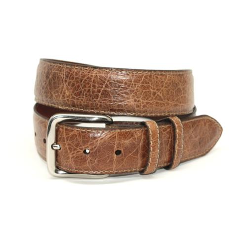 Torino Leather Elephant Embossed Calfskin Belt Saddle